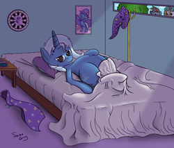 Size: 1500x1276 | Tagged: safe, artist:saine grey, character:snails, character:snips, character:trixie, character:twilight sparkle, species:pony, species:unicorn, bed mane, belly, dartboard of hate, female, mare, peeping tom, pregnant, room, stalker