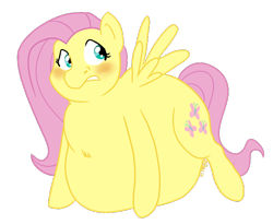 Size: 700x573 | Tagged: safe, artist:chubbyjam, character:fluttershy, belly, blushing, fat, fattershy, female, obese, solo