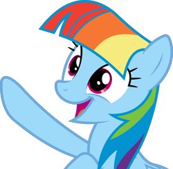 Size: 6137x6000 | Tagged: safe, artist:dasprid, character:rainbow dash, species:pegasus, species:pony, episode:the lost treasure of griffonstone, g4, my little pony: friendship is magic, absurd resolution, alternate hairstyle, cute, female, mane swap, manebow sparkle, mare, open mouth, simple background, smiling, solo, transparent background, vector, wide eyes