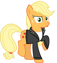 Size: 6000x6591 | Tagged: safe, artist:sebisscout1997, artist:tyto-ovo, artist:uxyd, edit, character:applejack, 1950s, 50's fashion, absurd resolution, clothing, greaser, jacket, leather jacket, simple background, transparent background, vector