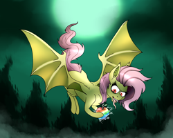 Size: 1250x1000 | Tagged: safe, artist:sovereignbooty, character:flutterbat, character:fluttershy, female, sequence, solo, zap apple