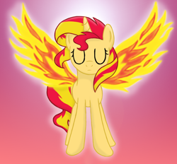 Size: 1266x1177 | Tagged: safe, artist:deannaphantom13, character:sunset shimmer, species:pony, episode:my past is not today, g4, my little pony: equestria girls, cute, eyes closed, female, fiery shimmer, fiery wings, frown, glow, shimmerbetes, solo, sunset phoenix, sunshine shimmer