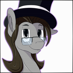 Size: 500x500 | Tagged: safe, artist:tlatophat, oc, oc only, oc:mortimer hooves, species:pegasus, species:pony, clothing, glasses, hat, looking at you, male, outline, simple background, solo, stallion, top hat, white background
