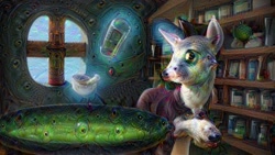 Size: 640x360 | Tagged: source needed, safe, artist:giantmosquito, oc, oc only, species:pony, species:unicorn, deepdream, dream, pot, potion, solo, surreal