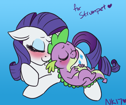 Size: 987x820 | Tagged: safe, artist:naomiknight17, character:rarity, character:spike, ship:sparity, blushing, female, male, shipping, sleeping, straight