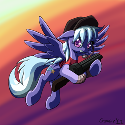 Size: 1050x1050 | Tagged: safe, artist:crombiettw, character:cloudchaser, crossover, female, scout, solo, team fortress 2