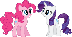 Size: 11657x6105 | Tagged: safe, artist:8-notes, artist:hawk9mm, character:pinkie pie, character:rarity, ponyscape, ship:raripie, episode:canterlot boutique, g4, my little pony: friendship is magic, .svg available, absurd resolution, female, lesbian, shipping, simple background, transparent background, vector