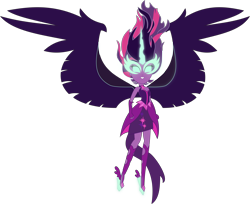 Size: 4908x4000 | Tagged: safe, artist:mit-boy, character:midnight sparkle, character:twilight sparkle, character:twilight sparkle (scitwi), species:eqg human, equestria girls:friendship games, g4, my little pony: equestria girls, my little pony:equestria girls, absurd resolution, bare shoulders, clothing, commission, dress, female, fingerless gloves, fist, gloves, glowing eyes, horn, midnight sparkle, simple background, sleeveless, solo, strapless, transparent background, vector, wings
