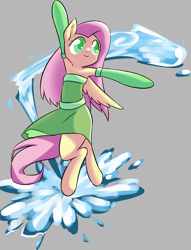 Size: 1280x1679 | Tagged: safe, artist:congee-painting, character:fluttershy, armpits, avatar the last airbender, female, semi-anthro, solo, waterbending