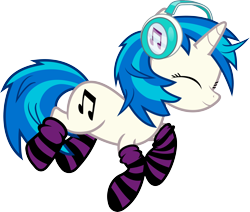 Size: 5104x4322 | Tagged: safe, artist:uxyd, character:dj pon-3, character:vinyl scratch, species:pony, species:unicorn, absurd resolution, clothing, cute, cutie mark, eyes closed, female, happy, headphones, hooves, horn, mare, nap, simple background, sleeping, smiling, socks, solo, striped socks, transparent background, vector