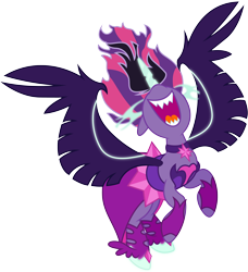 Size: 6100x6700 | Tagged: safe, artist:caliazian, character:midnight sparkle, character:twilight sparkle, character:twilight sparkle (scitwi), species:pony, equestria girls:friendship games, g4, my little pony: equestria girls, my little pony:equestria girls, absurd resolution, adobe illustrator, clothing, equestria girls ponified, evil laugh, female, horn, midnight sparkle, necklace, nose in the air, open mouth, pendant, ponified, sharp teeth, simple background, solo, transparent background, vector, wings