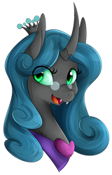Size: 1246x1948 | Tagged: safe, artist:jovalic, character:queen chrysalis, species:changeling, bust, dark mirror universe, female, looking at you, reversalis, solo