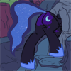 Size: 100x100 | Tagged: safe, artist:foxbeast, edit, character:nightmare moon, character:princess luna, animated, buttstuck, female, gif for breezies, hoofy-kicks, picture for breezies, plot, solo, stuck, wiggle