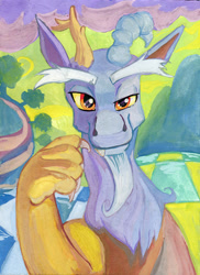 Size: 762x1048 | Tagged: safe, artist:lexx2dot0, character:discord, gouache, male, portrait, solo, traditional art