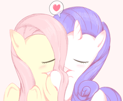 Size: 2800x2300 | Tagged: safe, artist:fromamida, character:fluttershy, character:rarity, species:pony, ship:rarishy, eyes closed, female, heart, lesbian, making out, mare, shipping, simple background