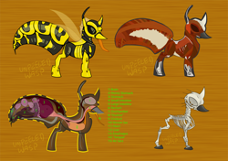 Size: 2000x1410 | Tagged: safe, artist:unpeeledwasp, oc, oc only, oc:waspy, species:changeling, anatomy, insect, organs, original species, reference sheet, solo, wasp changeling, waspling, x-ray, x-ray picture, yellow changeling