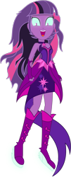 Size: 1600x3951 | Tagged: safe, artist:caliazian, character:midnight sparkle, character:twilight sparkle, character:twilight sparkle (scitwi), species:eqg human, equestria girls:friendship games, g4, my little pony: equestria girls, my little pony:equestria girls, .ai available, alternate hairstyle, female, long hair, loose hair, midnight sparkle, simple background, solo, transparent background, vector