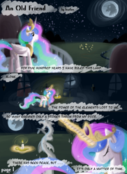 Size: 800x1100 | Tagged: safe, artist:feather, character:discord, character:princess celestia, an old friend, comic, mare in the moon, moon, princess