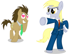 Size: 10000x7300 | Tagged: safe, artist:caliazian, character:derpy hooves, character:doctor whooves, character:time turner, species:pony, .ai available, absurd resolution, bipedal, clothing, cosplay, costume, doctor who, grin, heart eyes, simple background, sonic screwdriver, suit, tenth doctor, transparent background, underhoof, vector, wingding eyes