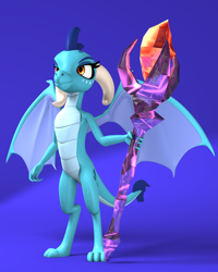 Size: 2000x2500 | Tagged: safe, artist:argos90, artist:earthwinddk2, character:princess ember, species:dragon, episode:gauntlet of fire, g4, my little pony: friendship is magic, 3d, 3d model, bloodstone scepter, dragon lord ember, female, solo