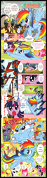 Size: 898x3340 | Tagged: safe, artist:akira himekawa, official, character:applejack, character:discord, character:fluttershy, character:pinkie pie, character:rainbow dash, character:rarity, character:twilight sparkle, comic, crash, cute, faceplant, golden oaks library, lightning, mane six, manga, sparkles, stormcloud, translation