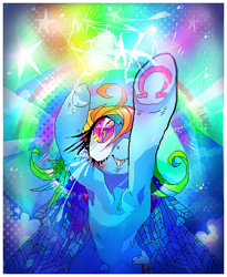 Size: 450x550 | Tagged: safe, artist:njeekyo, character:rainbow dash, crying, female, horseshoes, solo, tears of joy