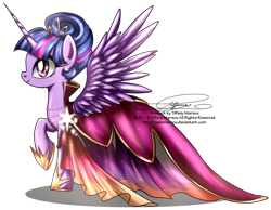 Size: 1198x930 | Tagged: safe, artist:tiffanymarsou, character:twilight sparkle, character:twilight sparkle (alicorn), species:alicorn, species:pony, clothing, dress, female, gala dress, solo