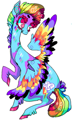 Size: 535x866 | Tagged: safe, artist:njeekyo, character:rainbow dash, beanbrows, female, rainbow power, sitting, solo, spread wings, unshorn fetlocks, wings