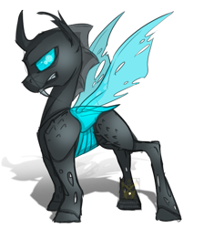 Size: 806x900 | Tagged: safe, artist:unpeeledwasp, species:changeling, colored sketch, doodle, simple background, sketch, solo, transparent background
