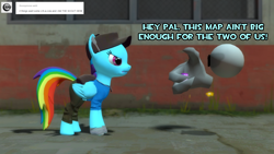 Size: 1600x900 | Tagged: safe, artist:php74, character:rainbow dash, oc, oc:anon, 3d, anonymous, ask, crossover, gmod, pony fortress 2, rainbow scout, team fortress 2, tumblr