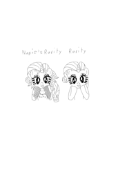 Size: 1101x1613 | Tagged: safe, artist:nupiethehero, character:rarity, species:pony, species:unicorn, alternate costumes, alternate hairstyle, alternate rarity, black and white, grayscale, monochrome, nupie's rarity, sketch