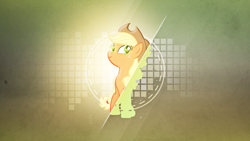 Size: 1920x1080 | Tagged: safe, artist:divideddemensions, artist:reginault, character:applejack, species:earth pony, species:pony, effects, female, lens flare, pose, solo, vector, wallpaper