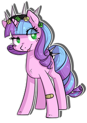 Size: 755x1066 | Tagged: safe, artist:kyaokay, oc, oc only, oc:ivy lush, bandaid, floral head wreath, simple background, tongue out, transparent background, wreath