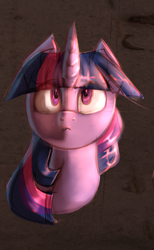 Size: 858x1389 | Tagged: safe, artist:segraece, edit, character:twilight sparkle, bust, female, looking up, portrait, shading edit, shading practice, solo