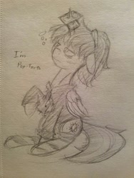 Size: 960x1280 | Tagged: safe, artist:thattagen, character:twilight sparkle, character:twilight sparkle (alicorn), species:alicorn, species:pony, food, horn impalement, monochrome, pencil drawing, poptart, sketch, traditional art