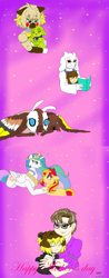 Size: 768x1968 | Tagged: safe, artist:fallenangel5414, character:princess celestia, character:sunset shimmer, self insert, species:pony, five nights at freddy's, frisk, kaiju, momlestia, mother and daughter, mother and son, mothra, plushtrap, toriel, undertale