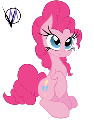 Size: 1024x1323 | Tagged: dead source, safe, artist:overmare, artist:skyline14, character:pinkie pie, :o, big eyelashes, big eyes, cute, female, raised hoof, simple background, sitting, solo, transparent background, vector