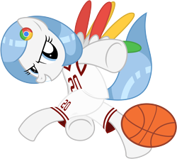 Size: 6850x6150 | Tagged: safe, artist:caliazian, oc, oc only, oc:google chrome, .svg available, absurd resolution, ball, basketball, browser ponies, clothing, internet, jersey, ponified, simple background, solo, sonic adventure, sports, transparent background, vector