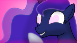 Size: 1134x644 | Tagged: safe, artist:dazed-and-wandering, character:princess luna, species:alicorn, species:pony, bust, female, heart eyes, horn, love face, mare, portrait, smiling, solo, wingding eyes
