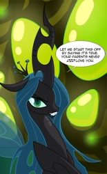 Size: 462x747 | Tagged: safe, artist:tarajenkins, character:queen chrysalis, species:changeling, changeling queen, cupidite, female, solo