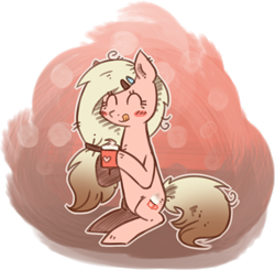 Size: 968x949 | Tagged: safe, artist:kyaokay, oc, oc only, oc:cocoa bubble, chocolate, drinking, food, happy, hoof hold, hot chocolate, licking, licking lips, simple background, solo, tongue out, transparent background