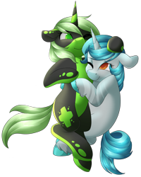 Size: 1024x1280 | Tagged: safe, artist:rue-willings, oc, oc only, oc:serenity, species:pony, species:unicorn, duo, female, mare, simple background, transparent background