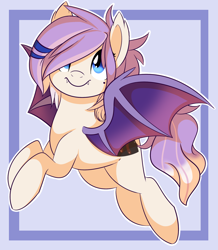 Size: 1024x1174 | Tagged: safe, artist:daydreamsyndrom, oc, oc only, oc:sweet tooth, species:bat pony, species:pony, simple background, smiling, solo