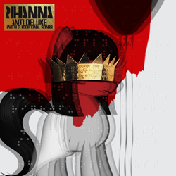 Size: 1500x1500 | Tagged: safe, artist:aldobronyjdc, album, album cover, balloon, braille, clothing, cover, crown, jewelry, parody, ponified, ponified album cover, regalia, rihanna, solo
