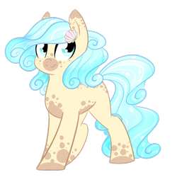 Size: 1024x1024 | Tagged: safe, artist:daydreamsyndrom, oc, oc only, oc:sandcastle, species:earth pony, species:pony, cute, dappled, female, hair ornament, mare, seashell, simple background, smiling, solo, transparent background