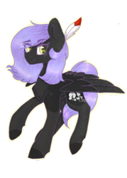 Size: 400x560 | Tagged: safe, artist:laps-sp, oc, oc only, oc:cloudy night, species:pegasus, species:pony, :t, eye clipping through hair, eyebrows, eyebrows visible through hair, feather in hair, female, freckles, looking at you, mare, raised hoof, raised leg, shoulder freckles, simple background, smiling, solo, spread wings, transparent background, wings