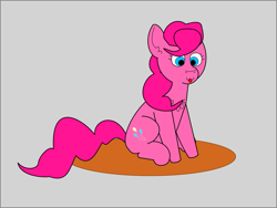 Size: 1297x973 | Tagged: safe, artist:planetkiller, character:pinkie pie, species:pony, chest fluff, cute, female, simple background, sitting, solo, tongue out