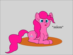 Size: 1297x973 | Tagged: safe, artist:planetkiller, character:pinkie pie, species:pony, female, mlem, prone, simple background, solo, tongue out