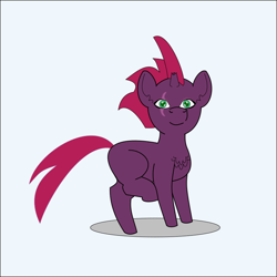 Size: 790x790 | Tagged: safe, artist:planetkiller, character:fizzlepop berrytwist, character:tempest shadow, species:pony, species:unicorn, my little pony: the movie (2017), adult blank flank, blank flank, broken horn, eye scar, female, lifted leg, looking at you, mare, pretty pretty tempest, scar, simple background, solo, that was fast
