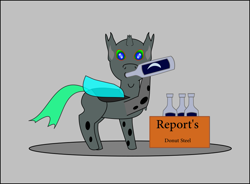Size: 955x703 | Tagged: safe, artist:planetkiller, derpibooru original, oc, oc only, oc:random image, species:changeling, derpibooru, derpibooru ponified, alcohol, male, meta, ponified, solo, stealing, this will end in tears and/or death